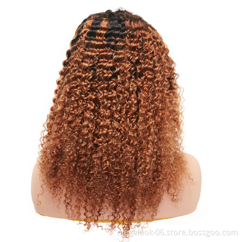 Megalook Hair Discounts Cheap Glueless Brazilian Human Hair 1B 30 Lace Kinky Curly Lace Wig For Black Women